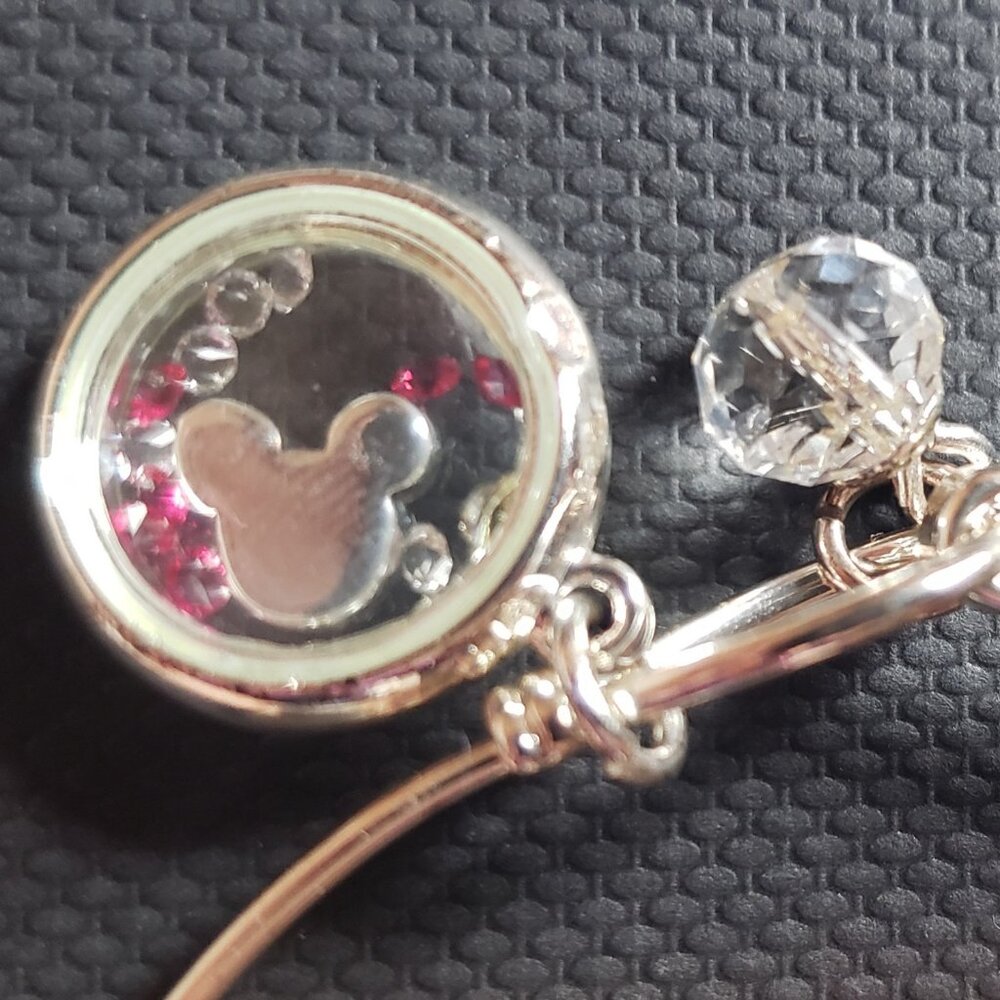 Silver Plated Mickey Mouse Disney Charm Bracelet with Swarovski crystal EXC